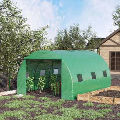 13' x 10' x 6.6' Walk-In Greenhouse, Garden Tunnel Tent, Zipped Door, 6 Mesh Windows, Green Tunnel Greenhouses at Gallery Canada