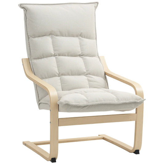 Modern Armchair, Upholstered Accent Chair, Curved Leg, Cream White Accent Chairs Cream at Gallery Canada