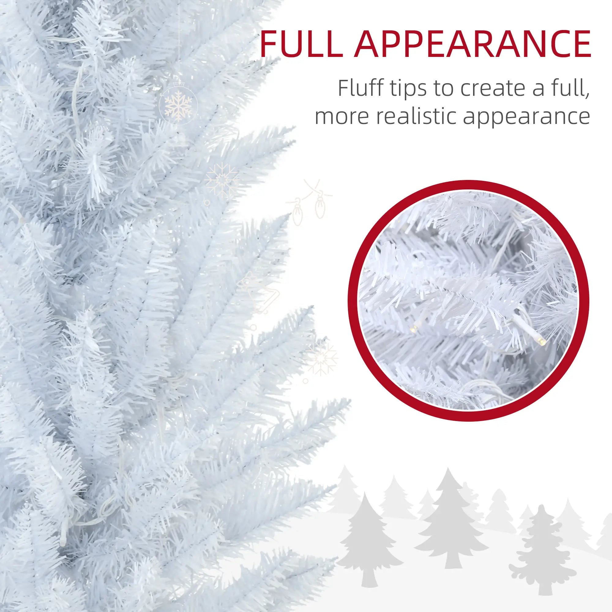 6' Pre Lit Artificial Pencil Christmas Tree, Warm White LED Lights, White Pencil Christmas Trees at Gallery Canada