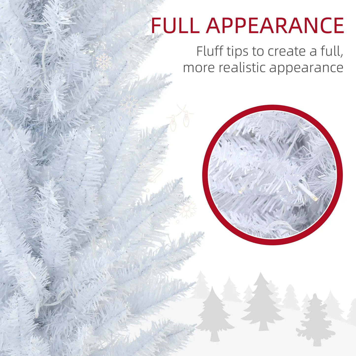 6' Pre Lit Artificial Pencil Christmas Tree, Warm White LED Lights, White Pencil Christmas Trees at Gallery Canada