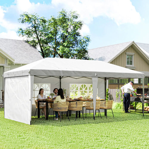 10' x 20' Outdoor Pop Up Canopy Tent, Instant Shelter With Carrying Bag, White