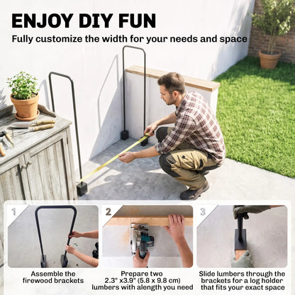 Diy Firewood Rack, Heavy Duty Steel Log Store, Black Firewood Racks at Gallery Canada