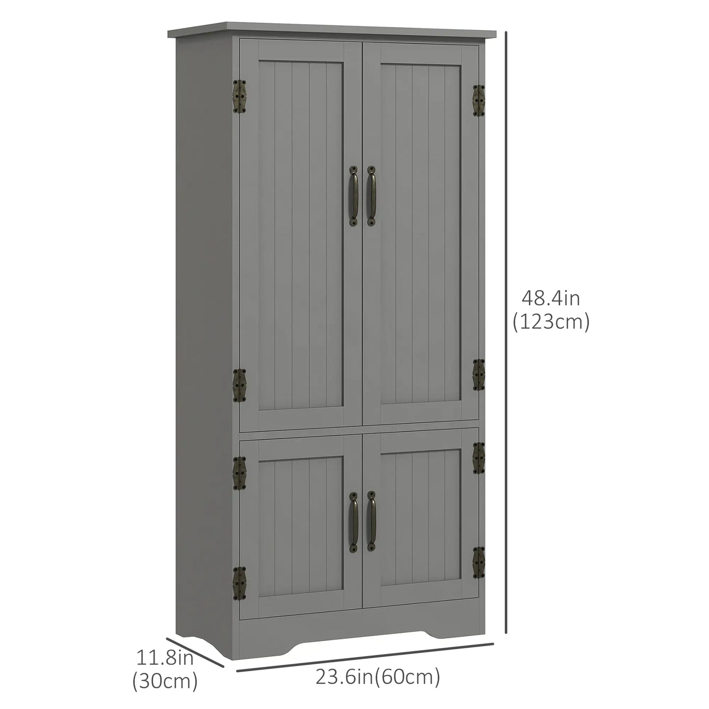 4-Door Storage Cabinet, Adjustable Shelves, Large Space, Grey Kitchen Pantry Cabinets at Gallery Canada