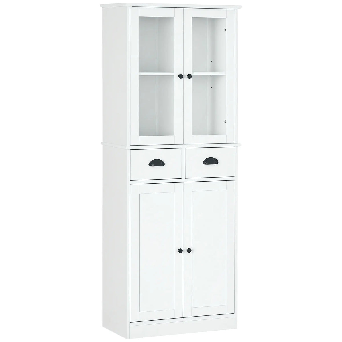 61" Kitchen Pantry Cabinet, Freestanding Farmhouse Style, White Kitchen Pantry Cabinets White at Gallery Canada