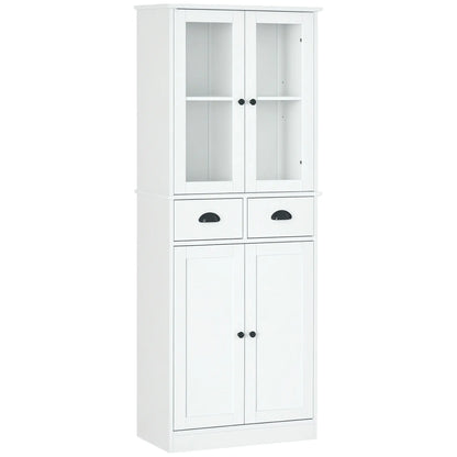 61" Kitchen Pantry Cabinet, Freestanding Farmhouse Style, White Kitchen Pantry Cabinets White at Gallery Canada