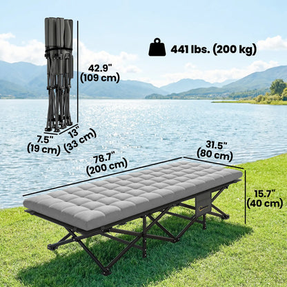 Camping Cot With Soft Pad, 32" Extra Wide, Grey Camping Cots at Gallery Canada