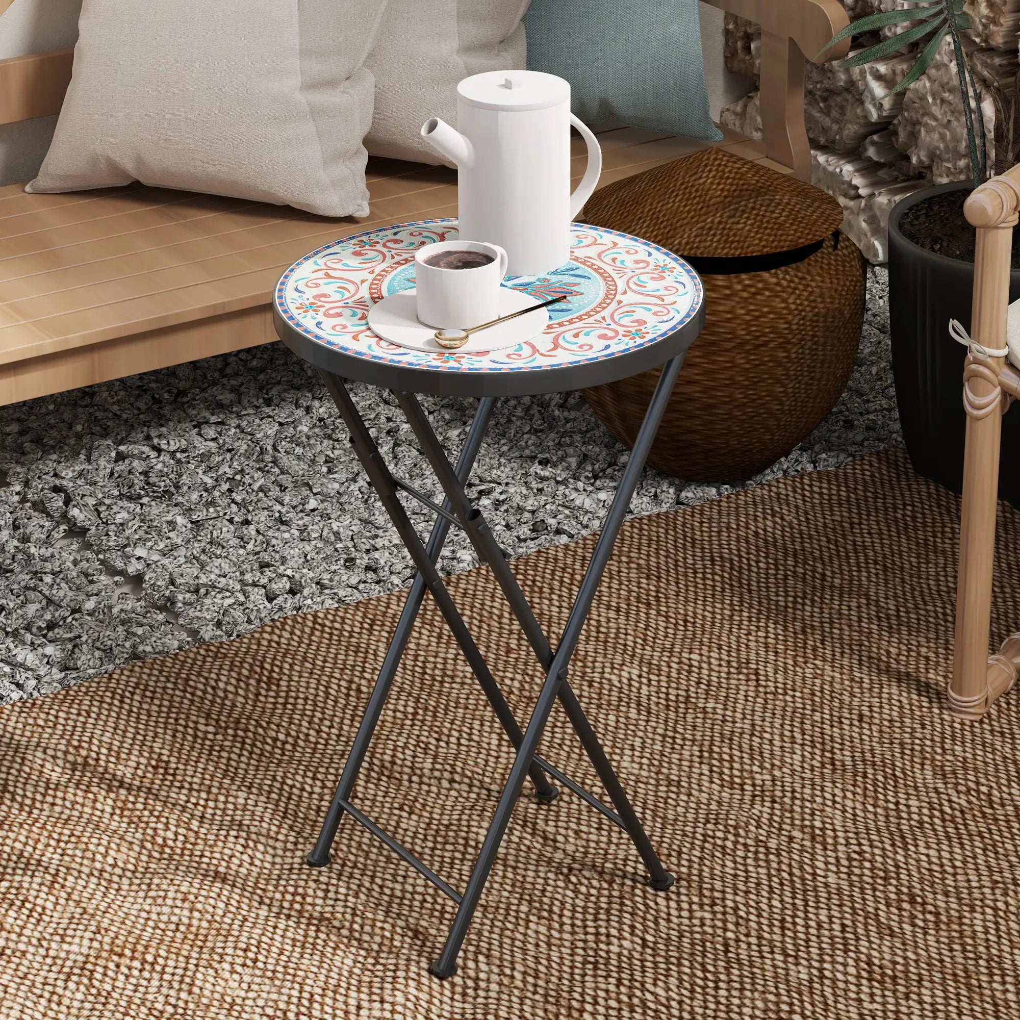 Mosaic Outdoor Patio Side Table, 14