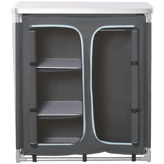 Aluminum Camping Table, Kitchen Station, 3-Shelf Storage, Grey Picnic Tables & Camping Chairs Grey at Gallery Canada