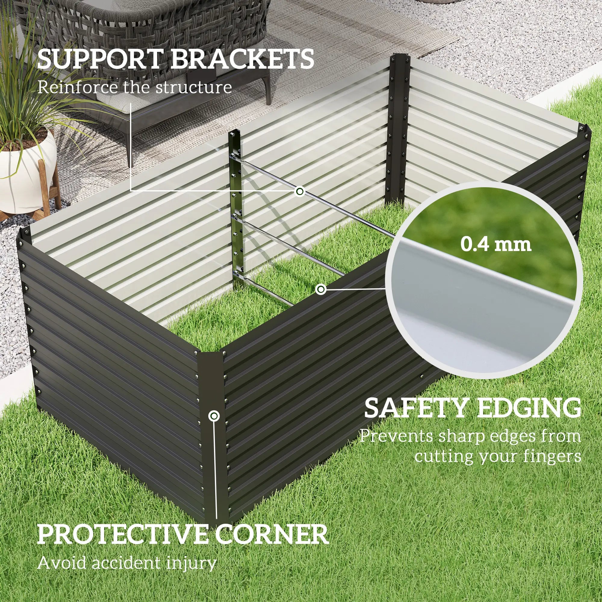 5' x 3' x 2' Raised Garden Bed, Galvanized Planter Box, Dark Grey Raised Garden Beds at Gallery Canada