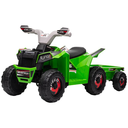 6V Electric Toy Car with Back Trailer, Forward Backward, Green Electric Ride On Toys Green, Grey, Black at Gallery Canada