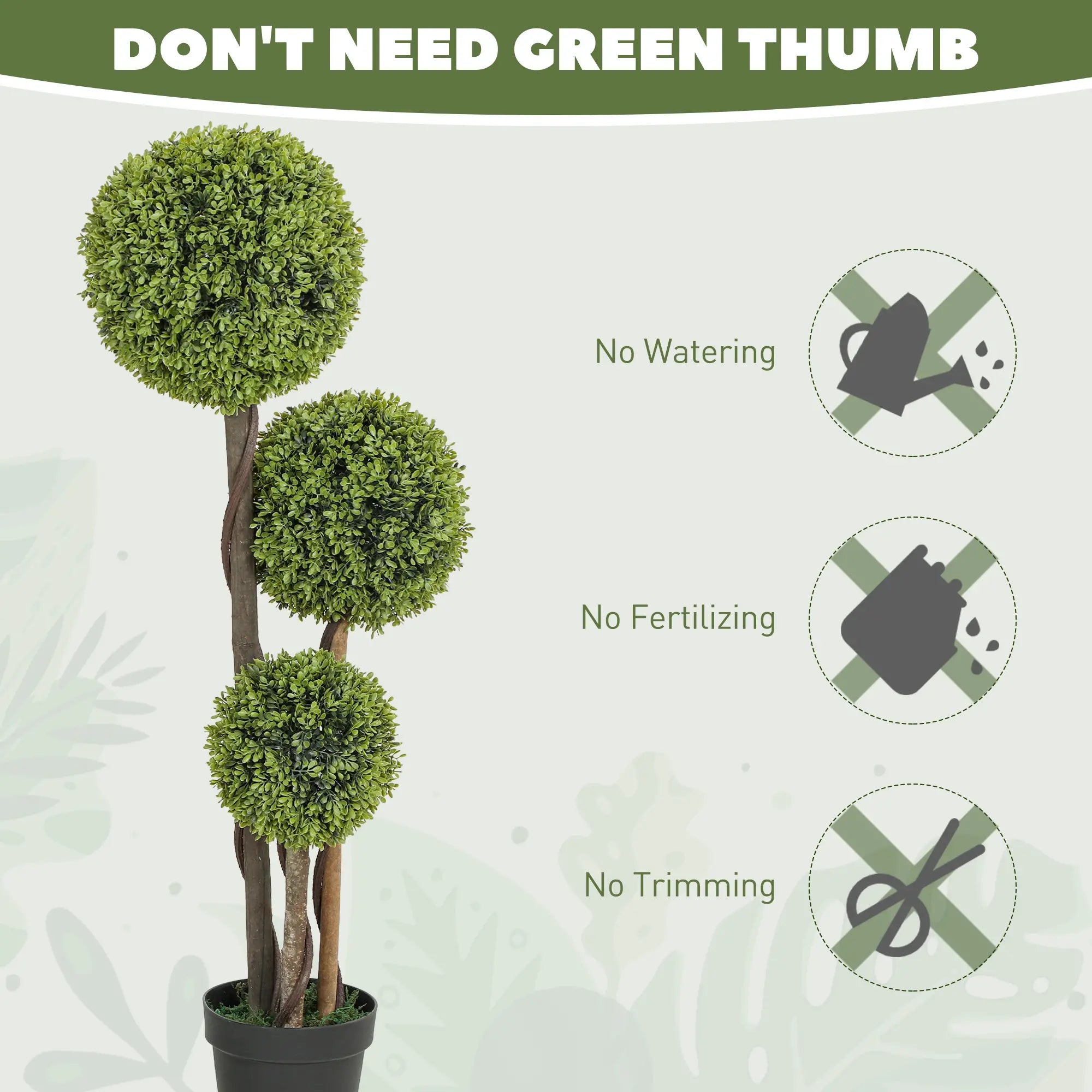 45 Inch Artificial Boxwood Topiary Tree, Set Of 2, Indoor Outdoor, Green Artificial Trees at Gallery Canada