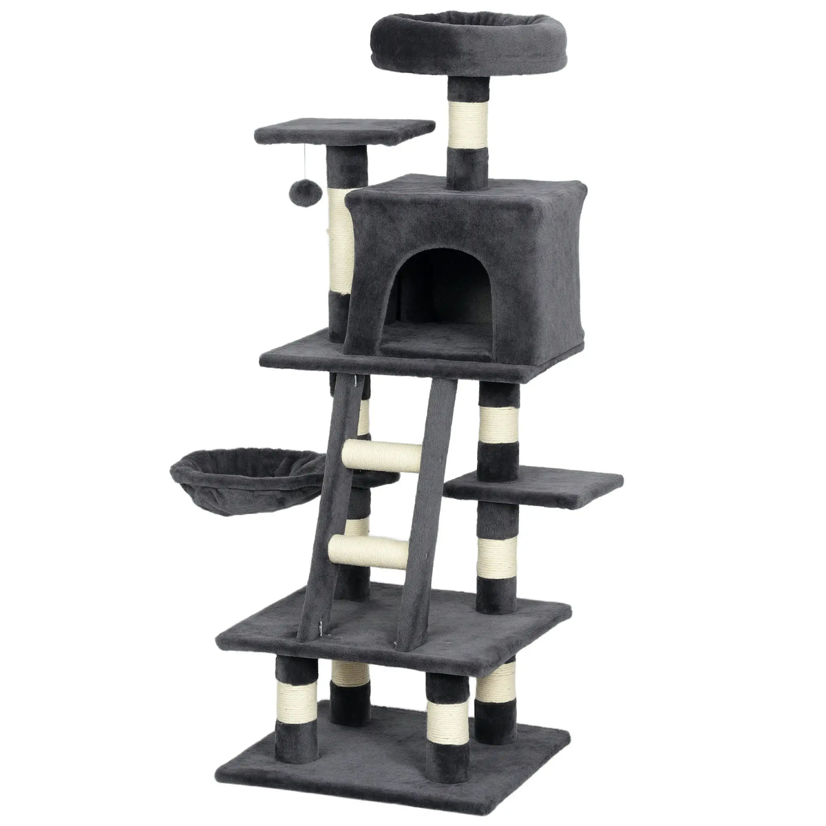 52 Inch Large Cat Tree, Dark Grey Cat Towers Dark Grey at Gallery Canada