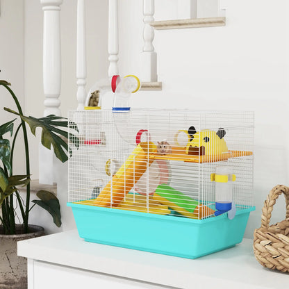3 Tier Hamster Cage With Tunnels, Water Bottle, Exercise Wheel, 18" x 11" x 15", Light Blue Hamster Cages at Gallery Canada