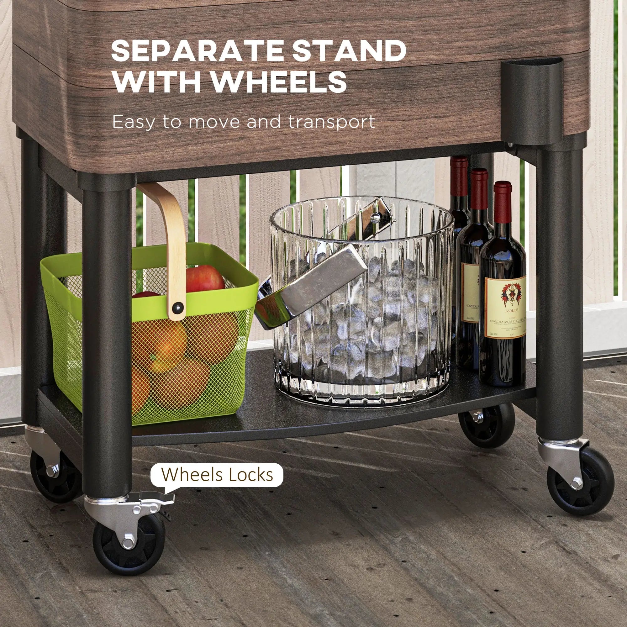 60qt Patio Cooler, Portable Outdoor Cooler with Wheels, Brown Cooler Boxes at Gallery Canada