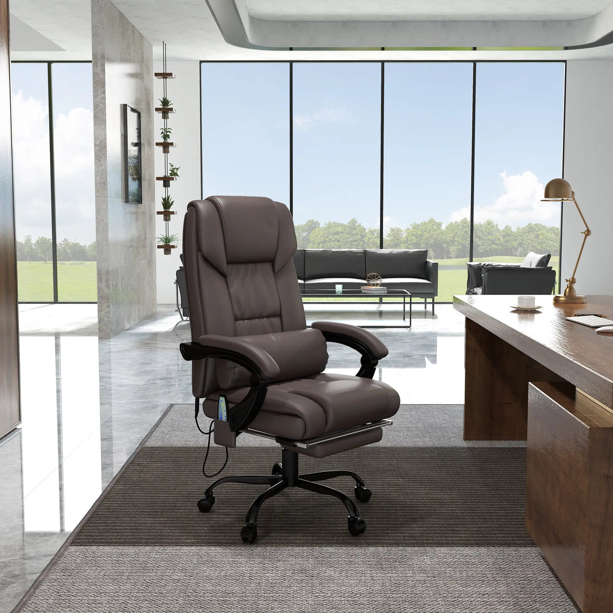 6-Point Vibration Massage Chair, Height Adjustable, Reclining, Brown Executive & Manager Chairs at Gallery Canada