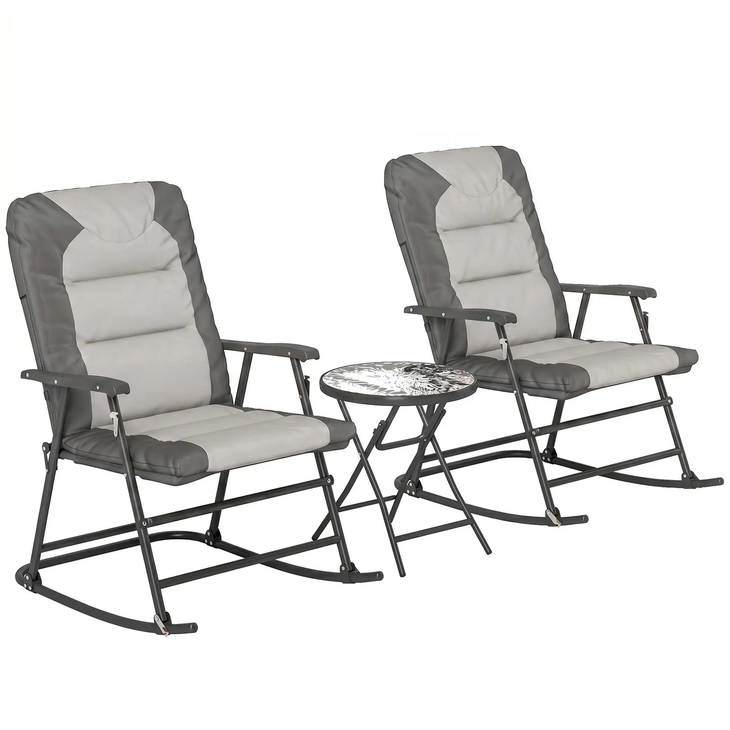 3-Piece Foldable Rocking Chair Set, Light Grey Outdoor Rocking Chairs Light Grey, Dark Grey at Gallery Canada