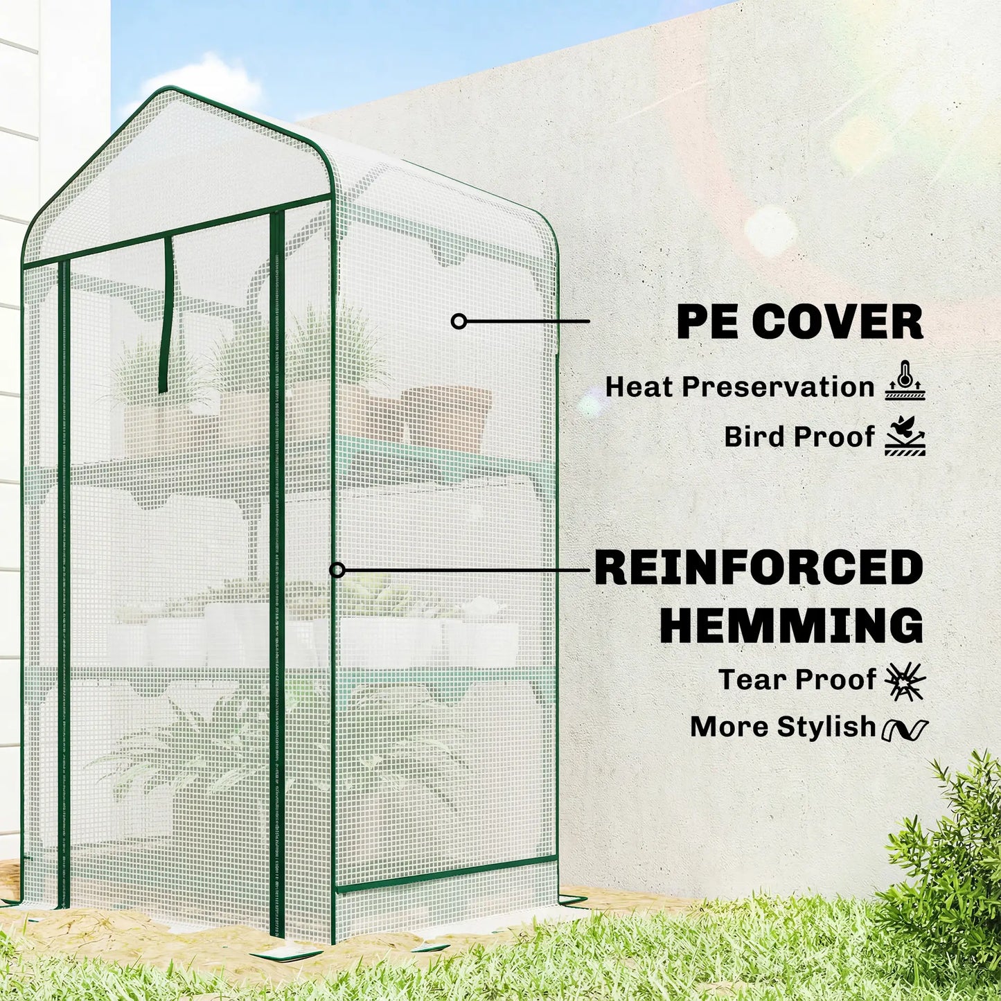 Mini Greenhouse With Screen Roof, 27.6" x 19.7" x 50", White Portable Greenhouses at Gallery Canada