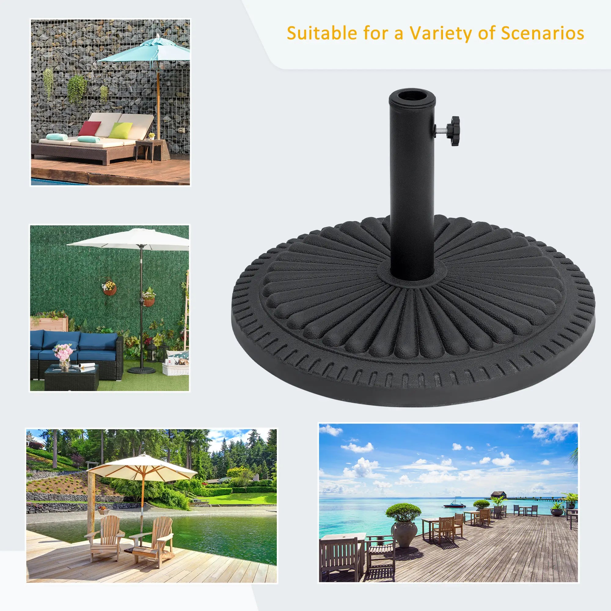Round Cement Patio Umbrella Base Stand, Fits Φ1.4