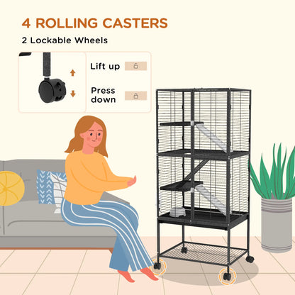 Small Animal Cage 53.5"H, Removable Tray, Storage Shelf, Dark Grey Houses & Habitats at Gallery Canada
