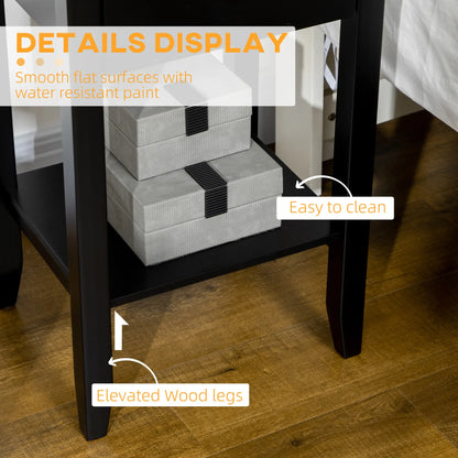 Side Table Set of 2, End Tables with Drawer, 2-Tier Nightstand, Black Side Tables at Gallery Canada