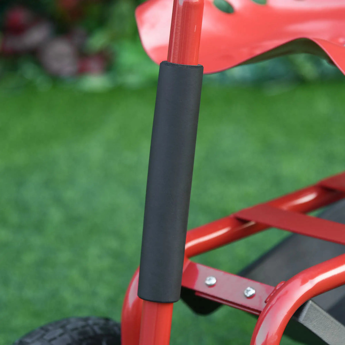 Rolling Garden Scooter Cart, Adjustable Seat, Tool Tray, Red Black, Red Black Folding Garden Carts at Gallery Canada