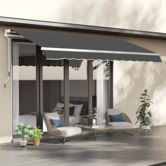 10' x 8' Retractable Awning Fabric, Outdoor Sunshade Canopy, UV Protection, Grey Awning Fabric Replacement Grey at Gallery Canada