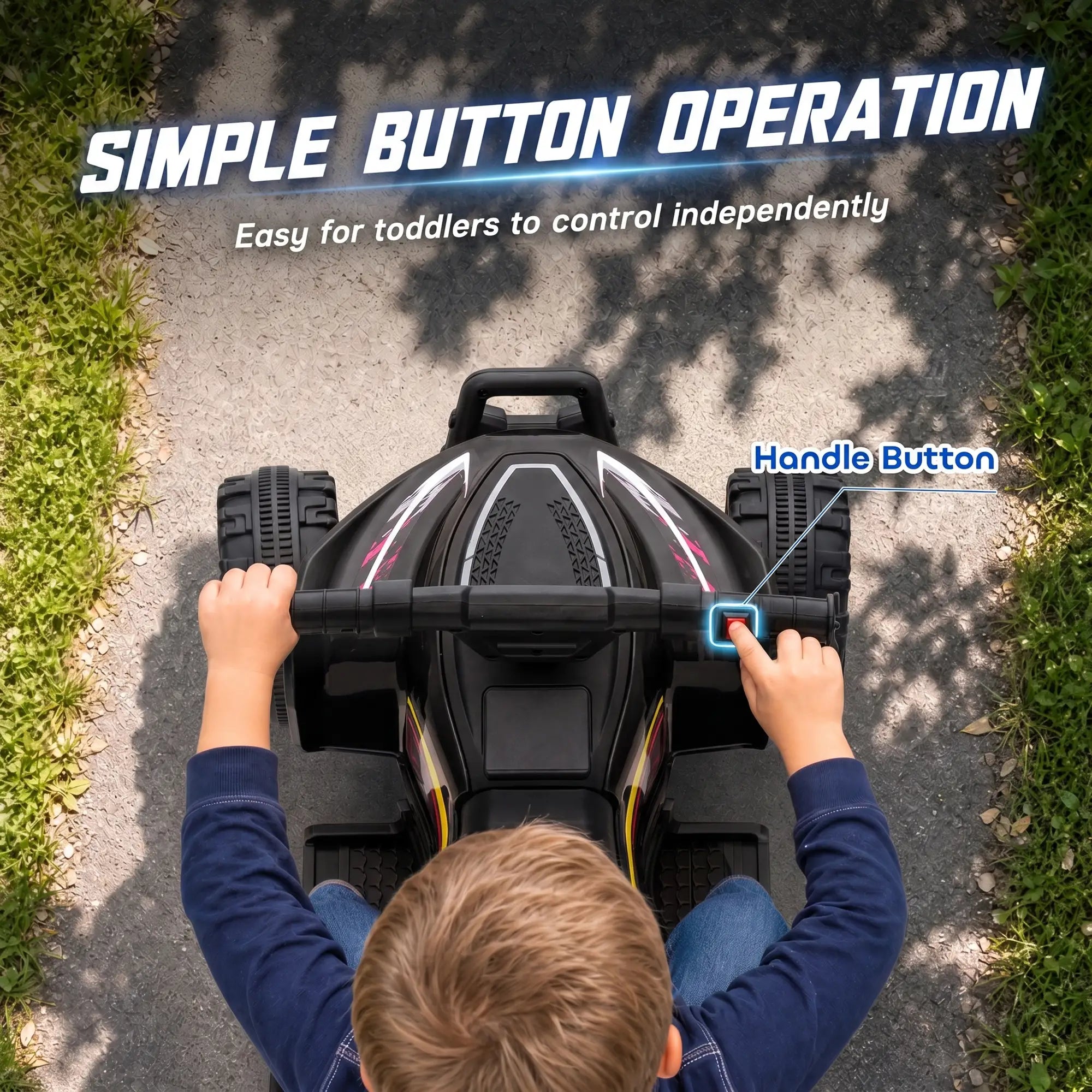 6V Kids ATV, 4 Wheels Quad, Button Control, 45Mins, Black Electric Toy Cars at Gallery Canada