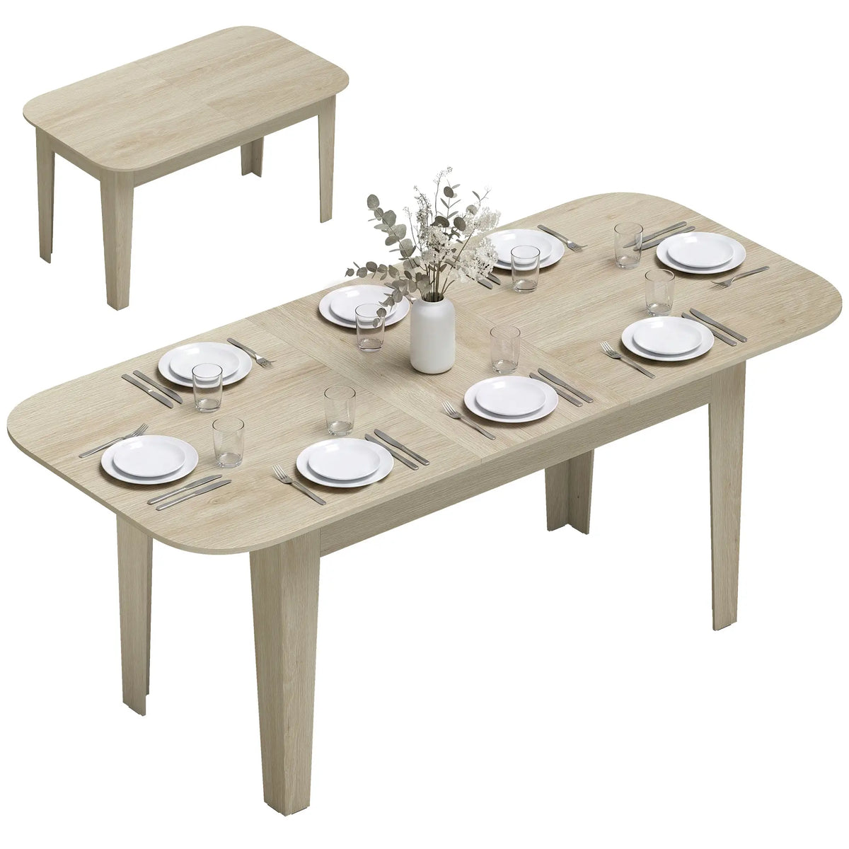 Extendable Oval Dining Table, 4-6, Oak Dining Tables at Gallery Canada