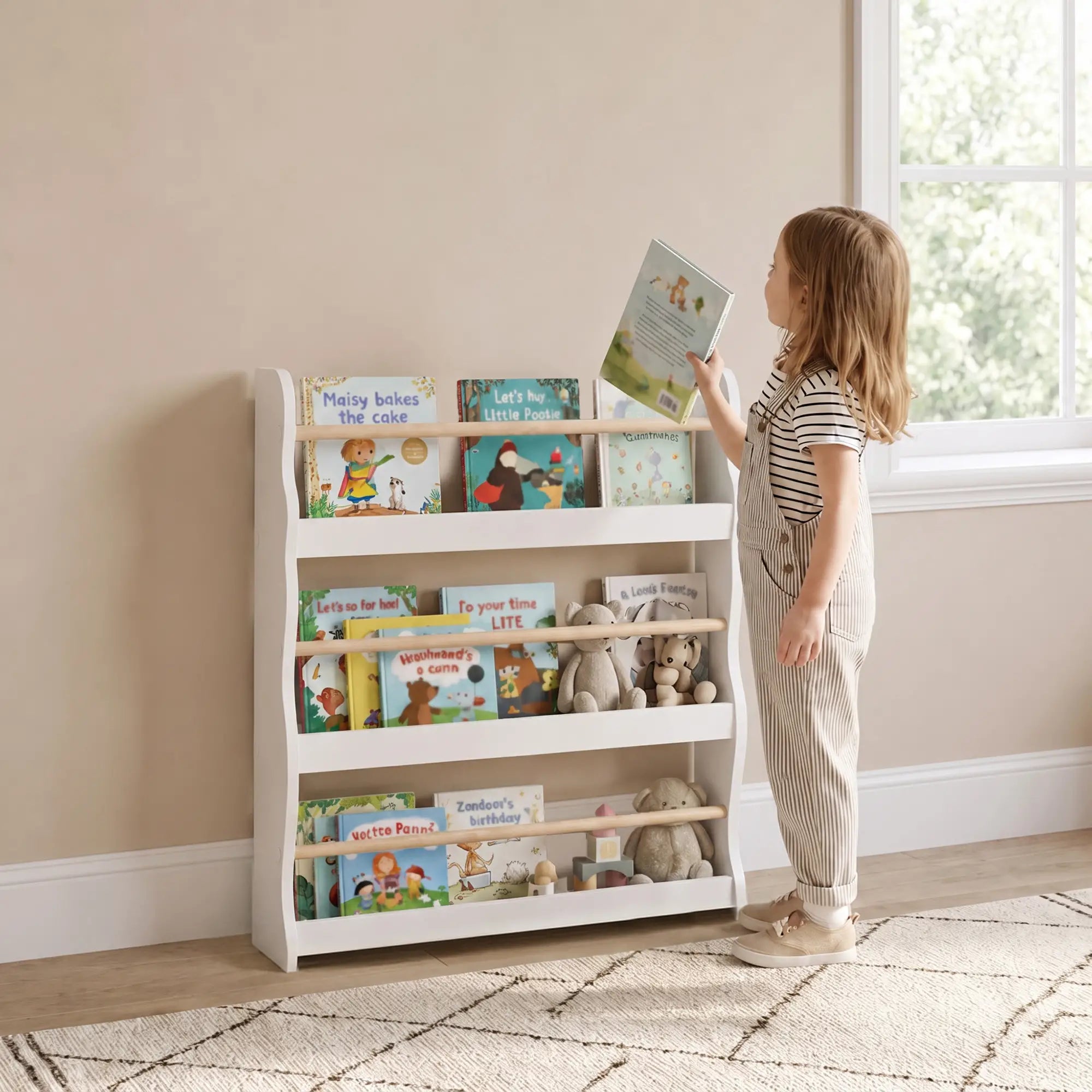 Kids Bookshelf Wall Mounted, 3-Tier Floating Bookcase for 3-8 Years, White Bookshelves & Bookcases at Gallery Canada
