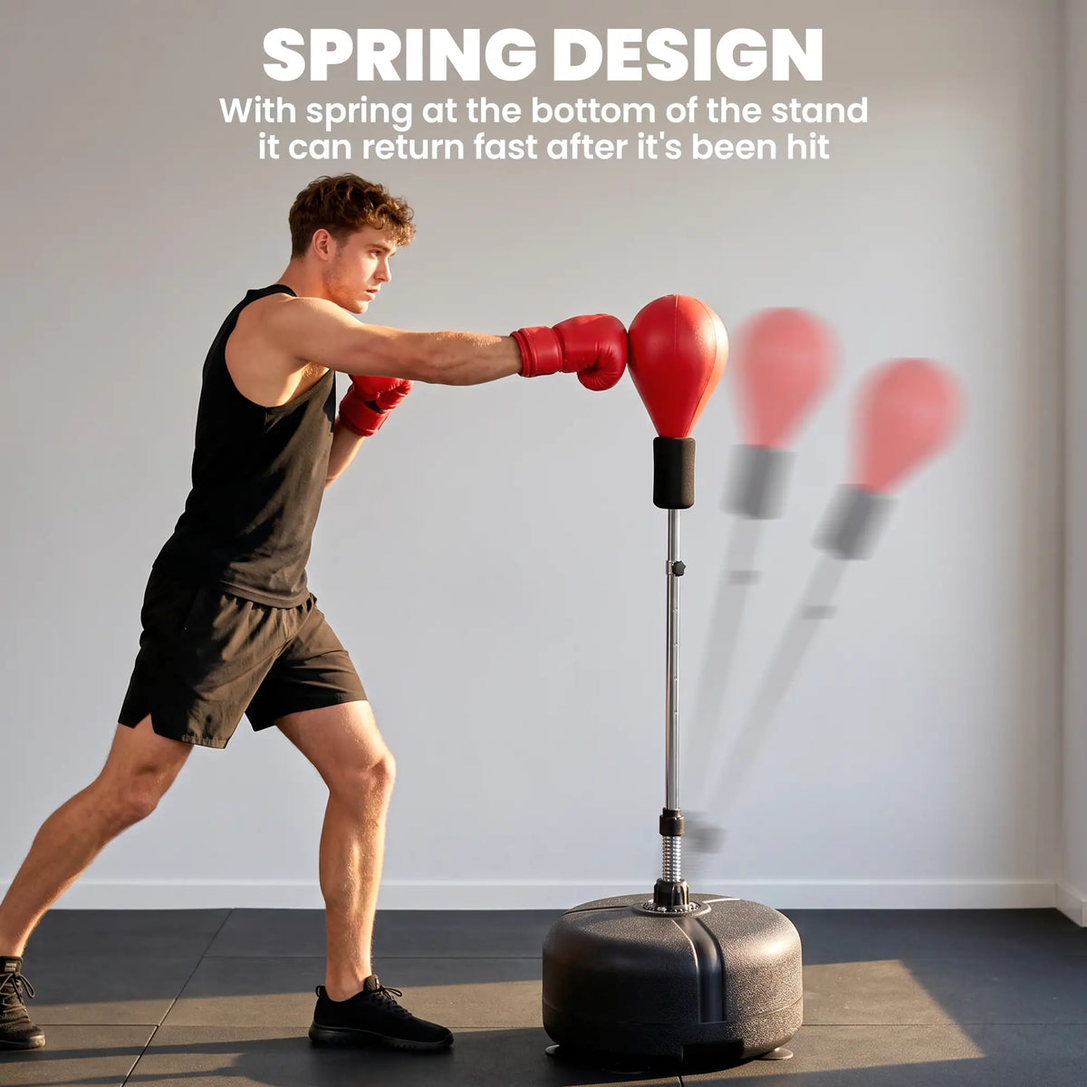Adjustable Height Boxing Bag Set, 6 Suction Cups, Boxing Gloves, Exercise Training Strength Training Equipment at Gallery Canada