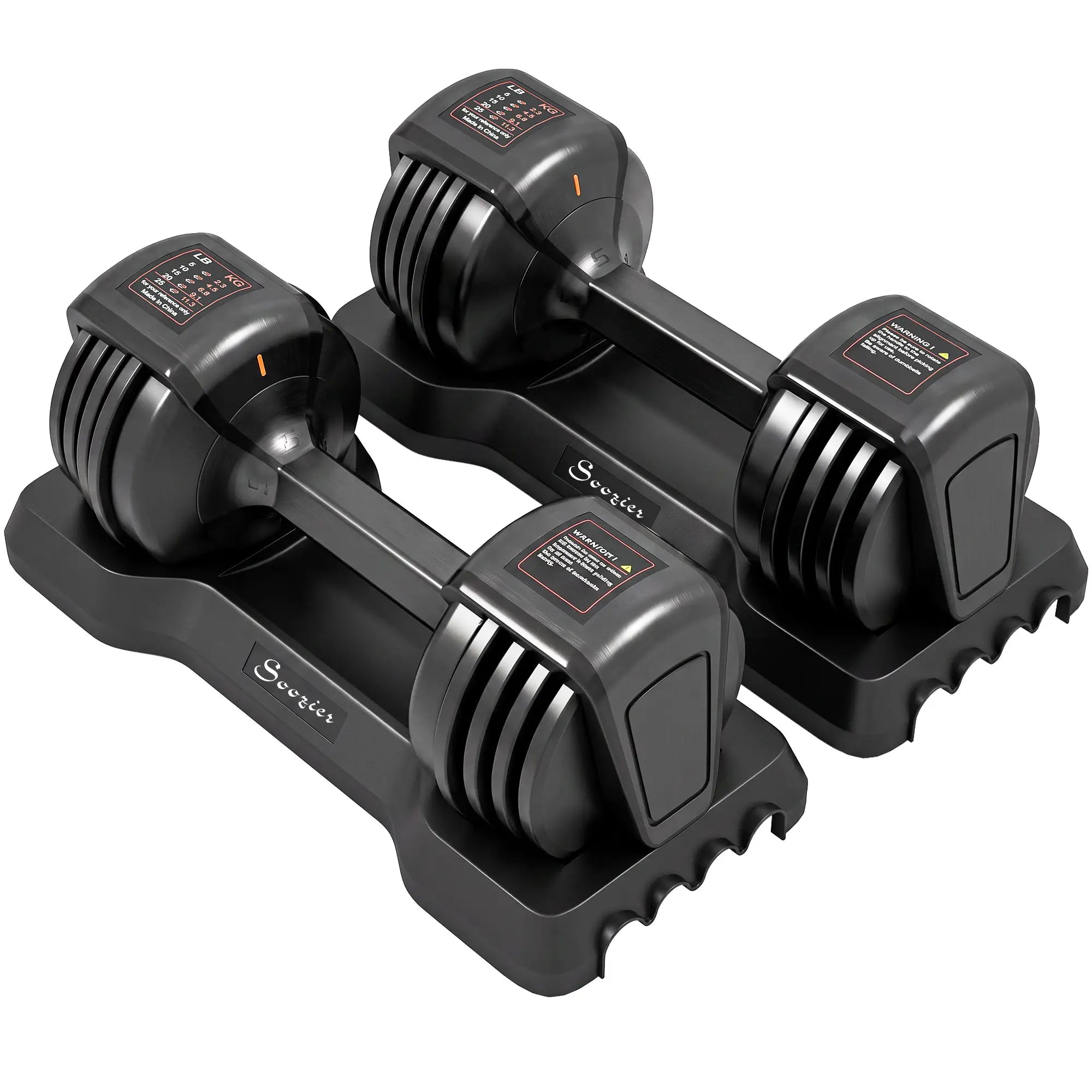 Adjustable Dumbbell Set of 2, 5-25 lbs, 5-in-1 Quick-Dial, Non-Slip Grip Dumbbells & Barbells Black at Gallery Canada