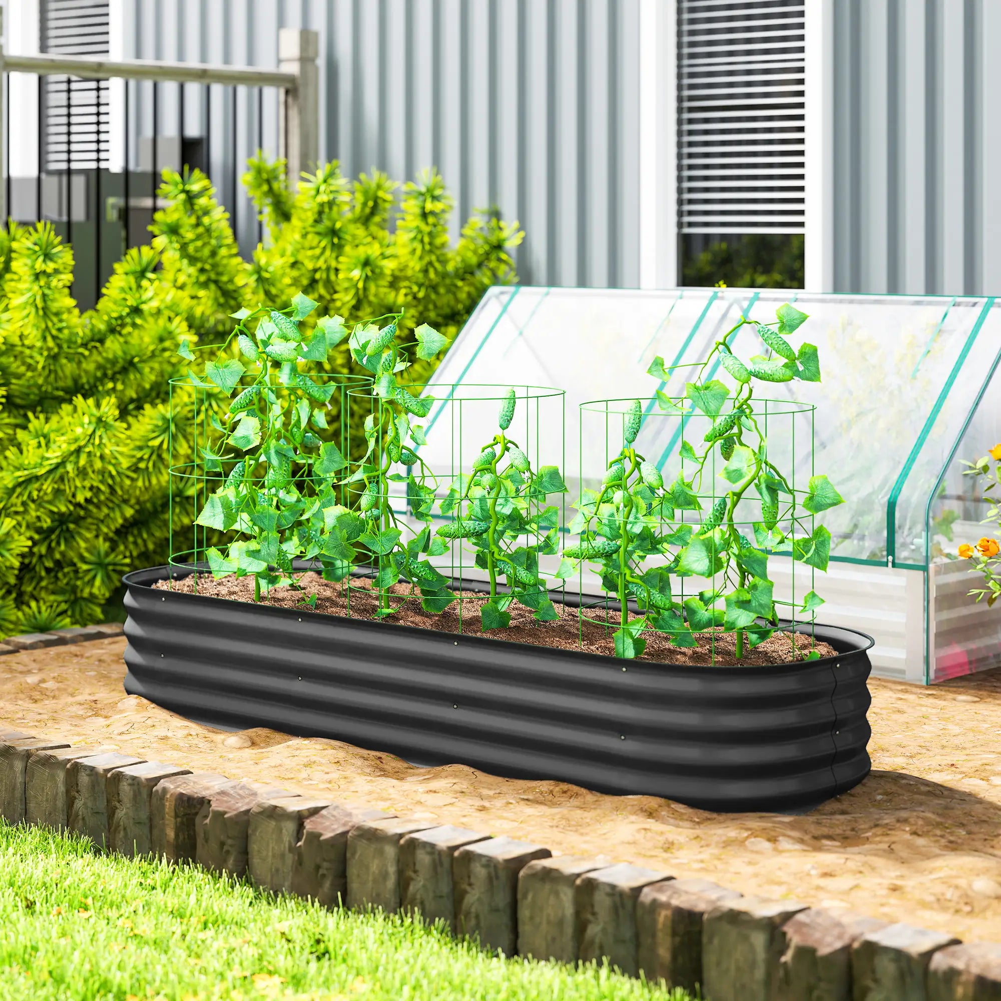 6.4 x 2 x 1ft Galvanized Raised Garden Bed, Metal Planter Box, Dark Grey Raised Garden Beds at Gallery Canada