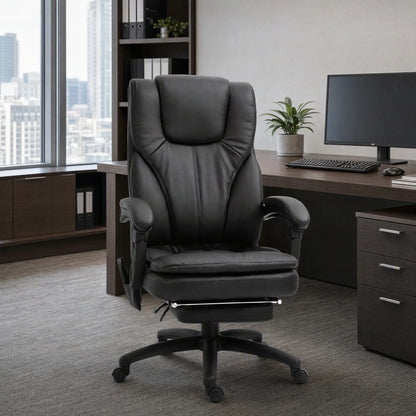 High Back Office Chair, 6-Point Vibration Massage, Reclining, 360° Swivel, Height Adjustable, Retractable Footrest Massage Chairs at Gallery Canada