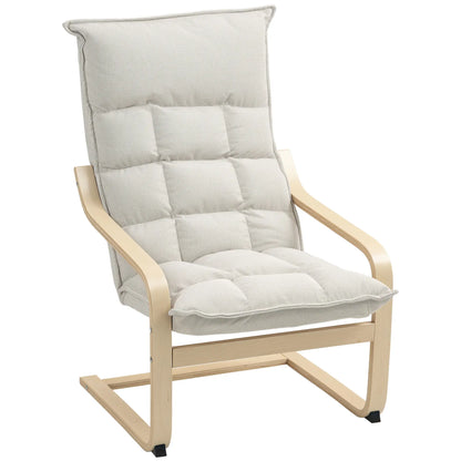 Modern Armchair, Upholstered Accent Chair, Curved Leg, Cream White Accent Chairs at Gallery Canada