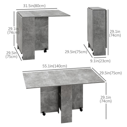 Extendable Dining Table, Collapsible w/ 2-Tier Shelves, Rolling Casters, Grey Bar Tables & Dining Tables at Gallery Canada