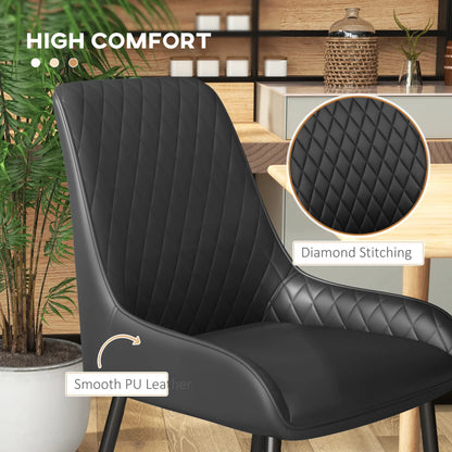 Modern Dining Chairs Set of 4, PU Leather, Metal Legs, Black Bar Stools at Gallery Canada