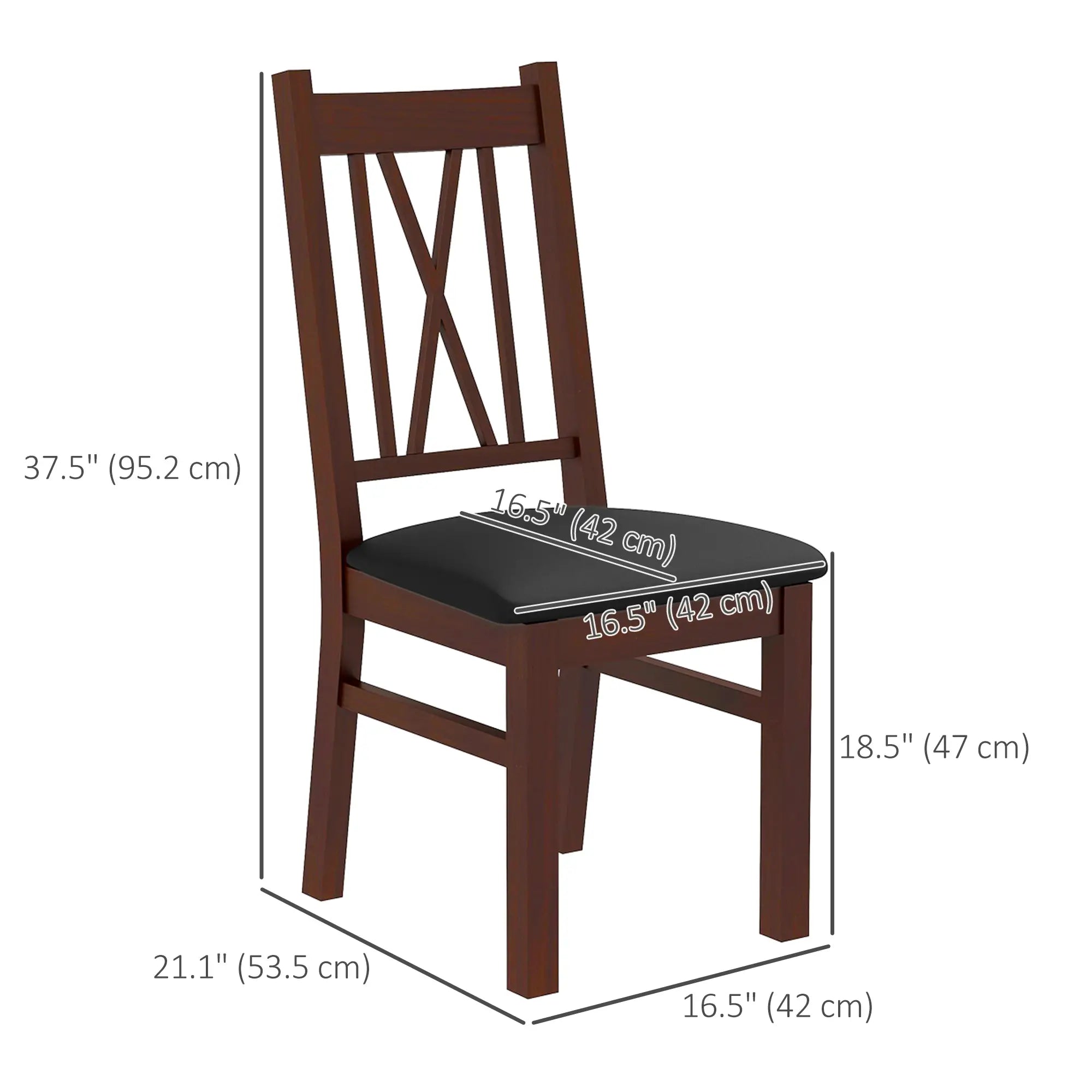 Farmhouse Dining Table Chairs Set of 2, Pine Wood, PU Leather Cushion Bar Stools at Gallery Canada