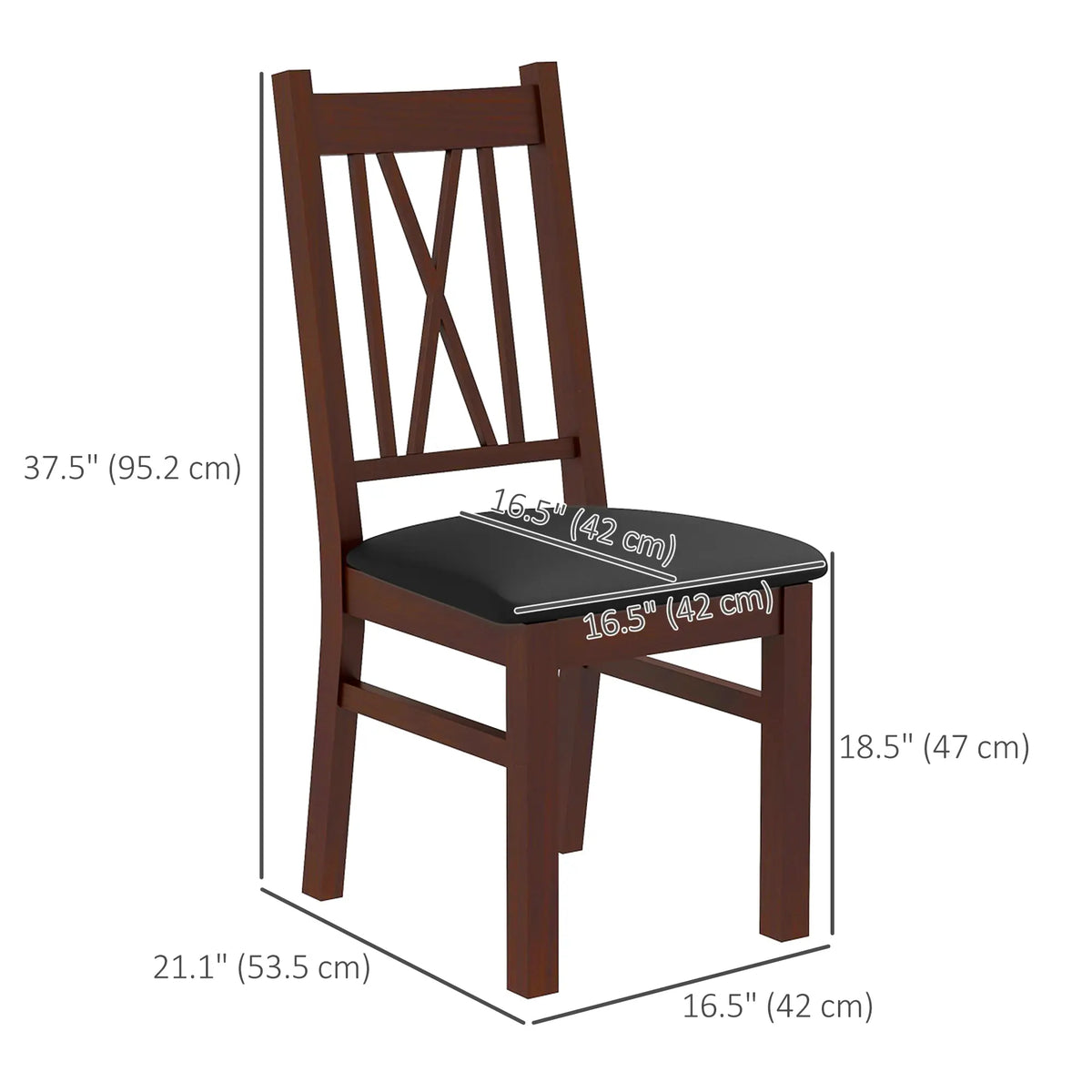 Farmhouse Dining Table Chairs Set of 2, Pine Wood, PU Leather Cushion Bar Stools at Gallery Canada