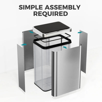 10.6 Gallon Automatic Garbage Can, Soft-Close Lid, Touchless, Fingerprint Resistant Stainless Steel Household Supplies at Gallery Canada