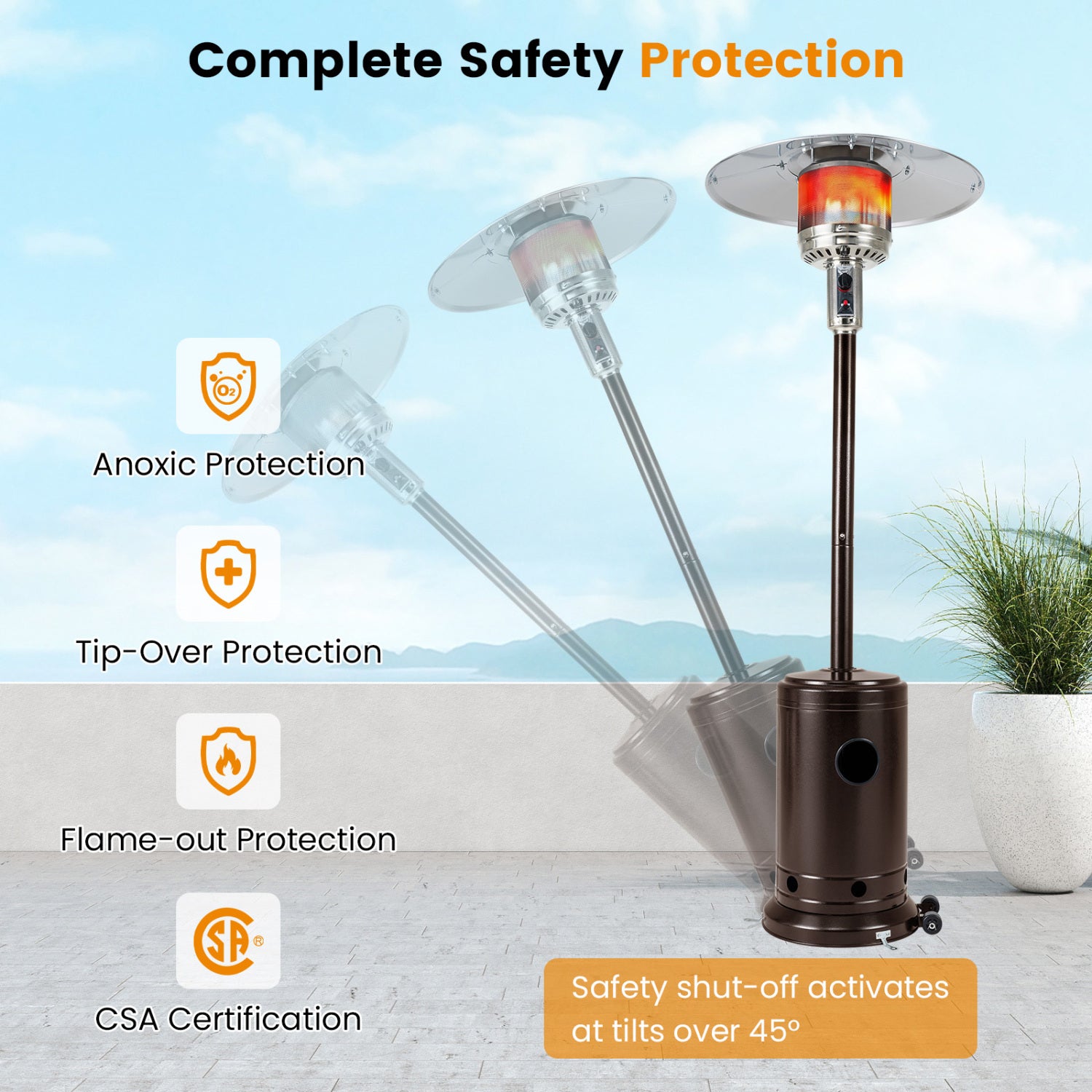 50,000 BTU Patio Propane Gas Heater, Stainless Steel Burner, Bronze Patio Heaters at Gallery Canada