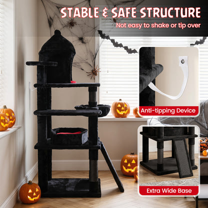 50 Inch Gothic Multi-Level Cat Tree With House Cat Trees Condos & Scratchers at Gallery Canada
