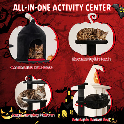 50 Inch Gothic Multi-Level Cat Tree With House Cat Trees Condos & Scratchers at Gallery Canada