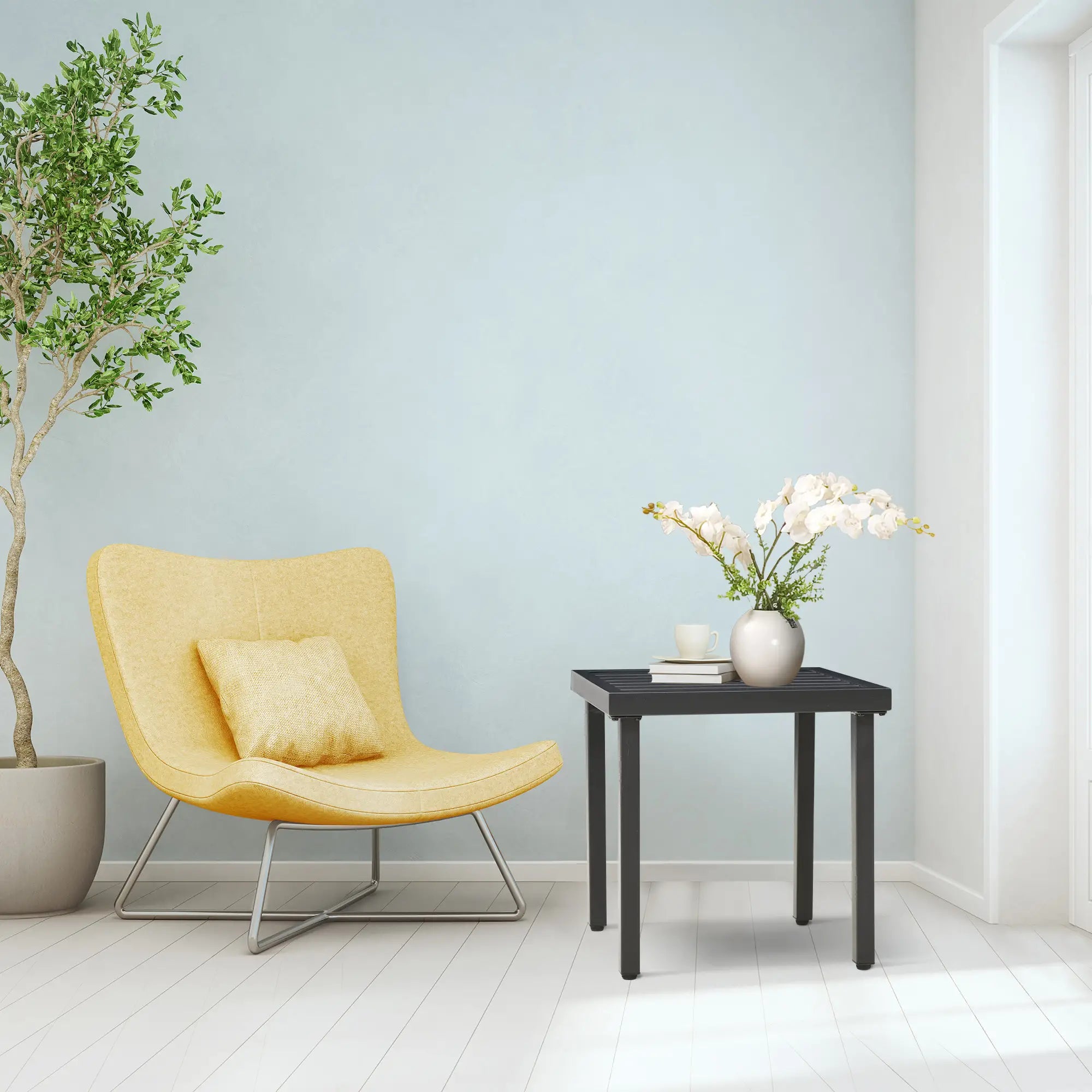 Outdoor Side Table With Umbrella Hole, Patio End Table, Black Patio Side Tables at Gallery Canada