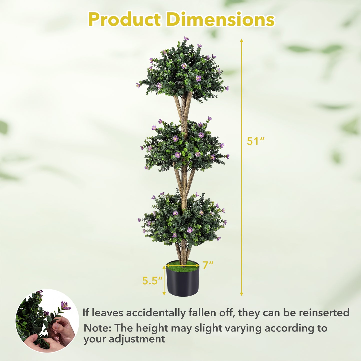 51" Artificial Triple Ball Boxwood Topiary Tree, 59 Blossoms, Purple Faux Plants at Gallery Canada