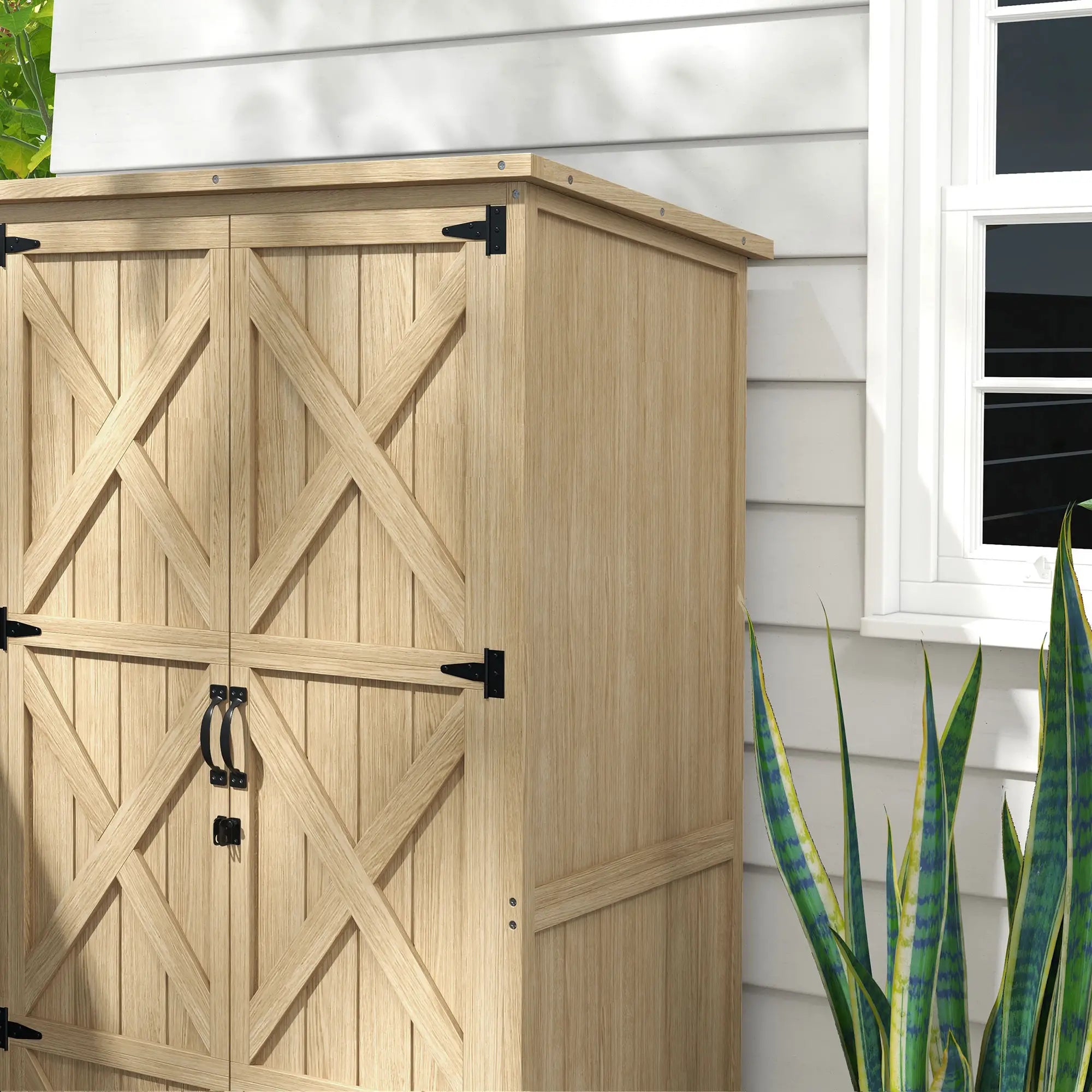 Wooden Outdoor Storage Cabinet, Garden Shed, Waterproof Asphalt Roof, Lockable Doors, Natural Sheds at Gallery Canada