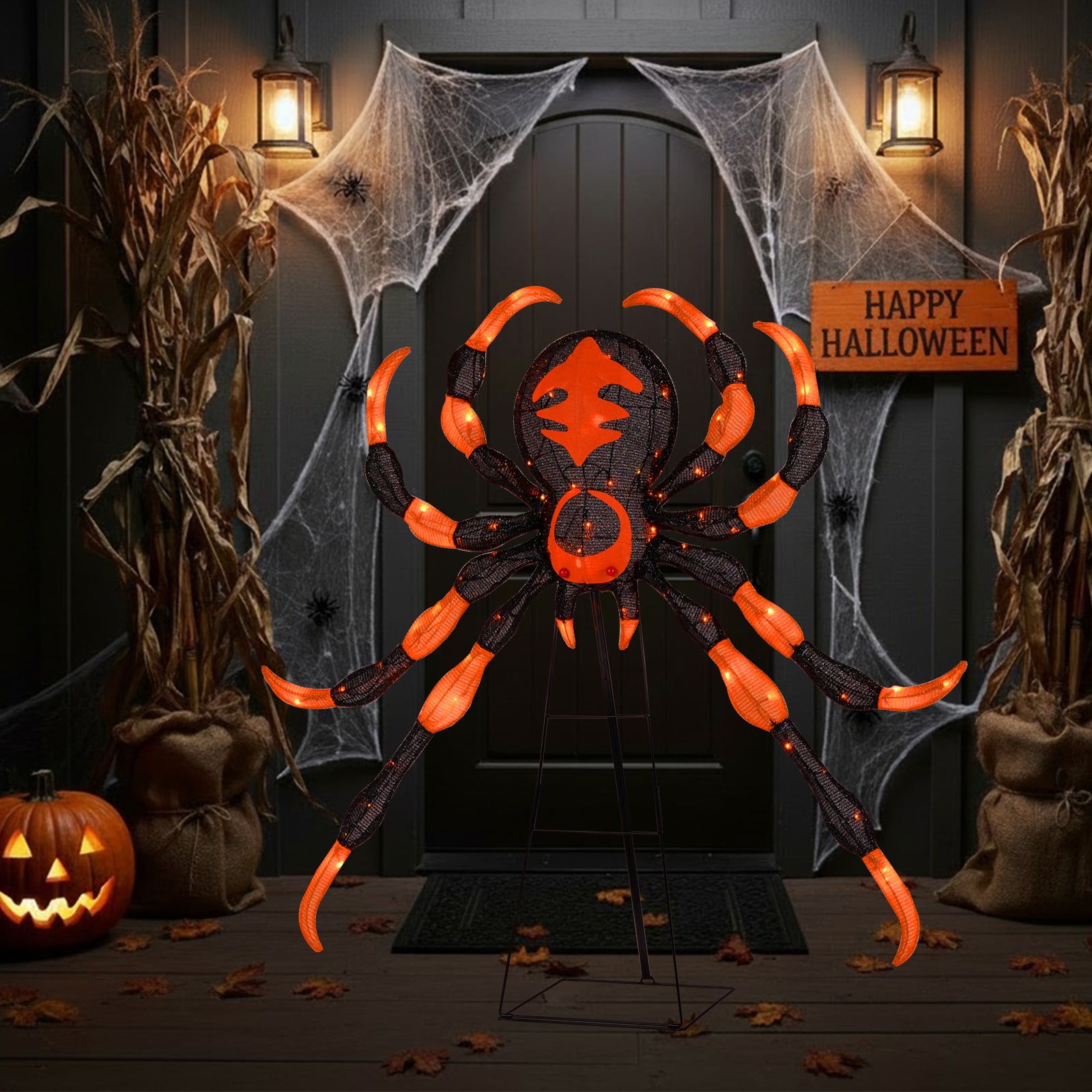 52 Inch Halloween Spider Decoration, 16 Flickering Warm White LEDs Halloween at Gallery Canada