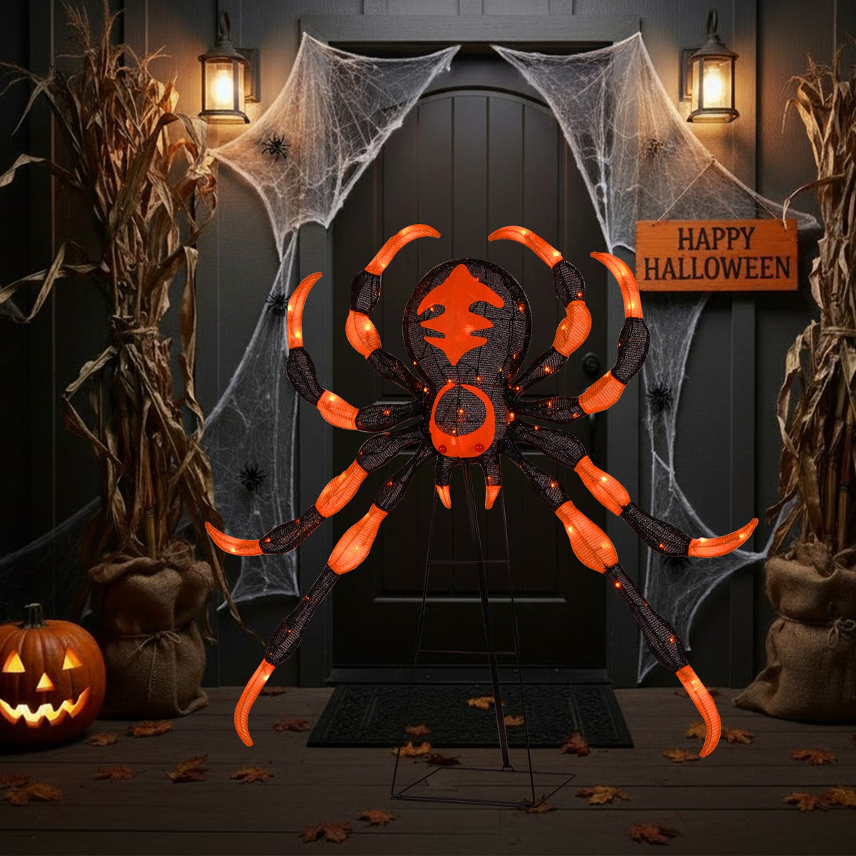 52 Inch Halloween Spider Decoration, 16 Flickering Warm White LEDs Halloween at Gallery Canada