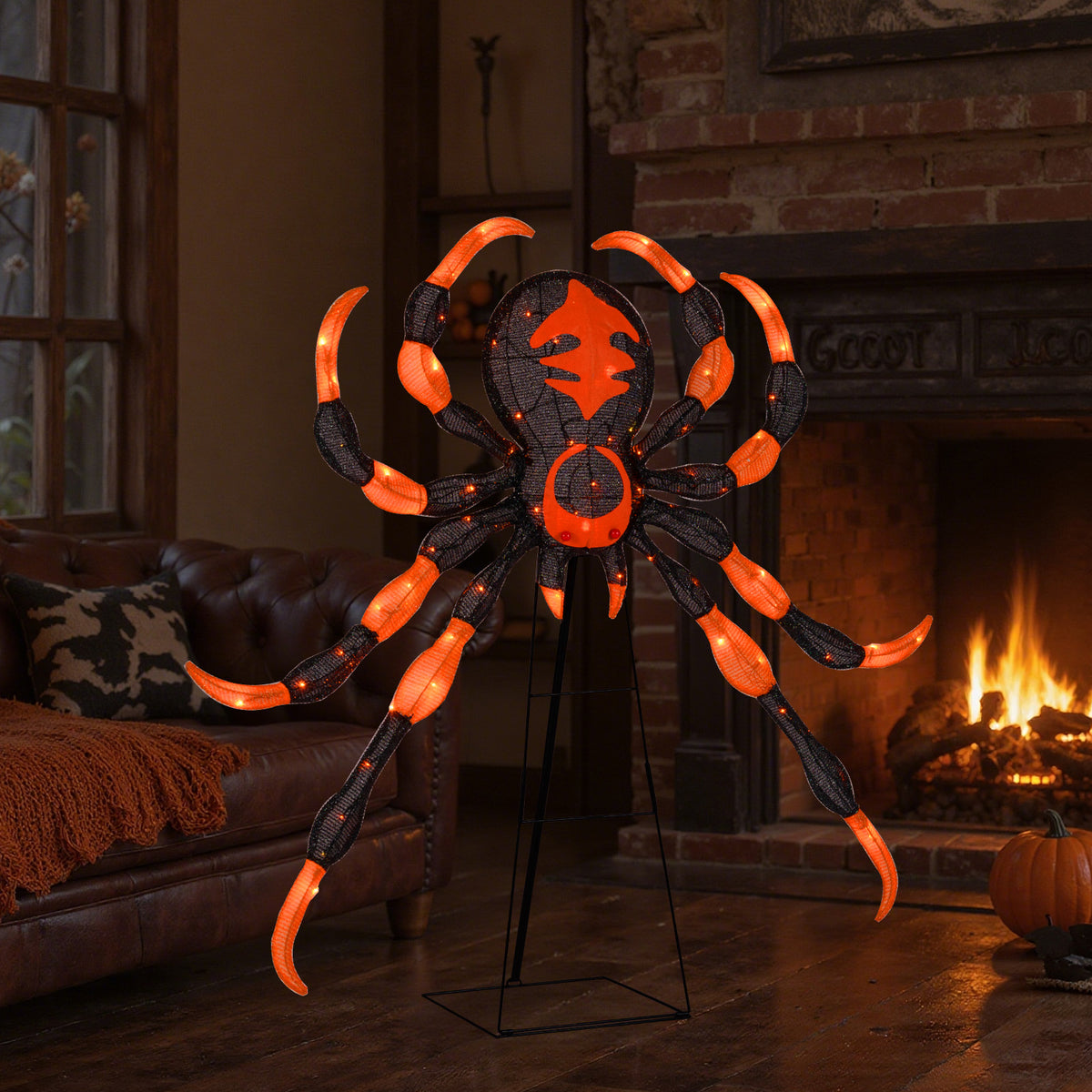 52 Inch Halloween Spider Decoration, 16 Flickering Warm White LEDs Halloween at Gallery Canada