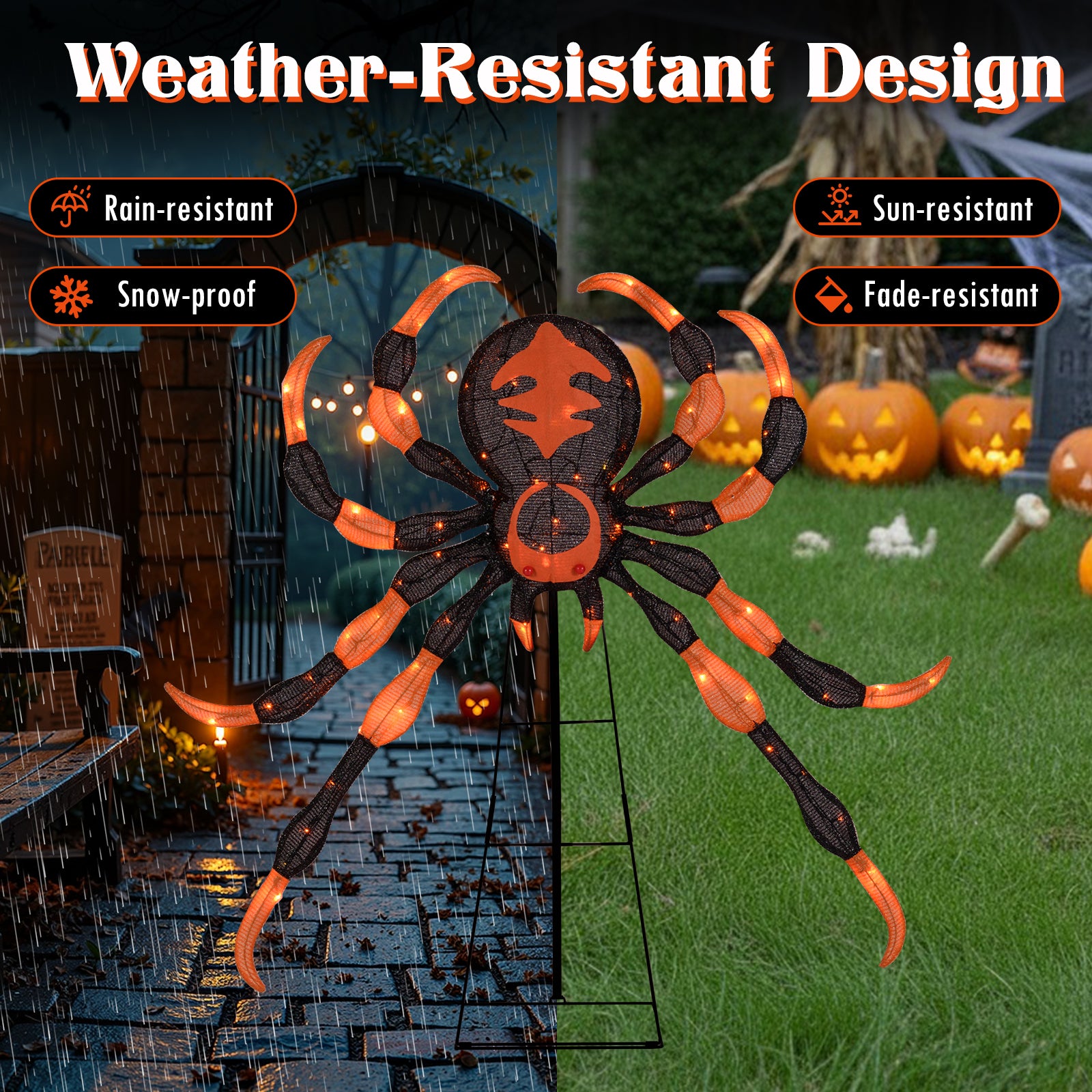 52 Inch Halloween Spider Decoration, 16 Flickering Warm White LEDs Halloween at Gallery Canada