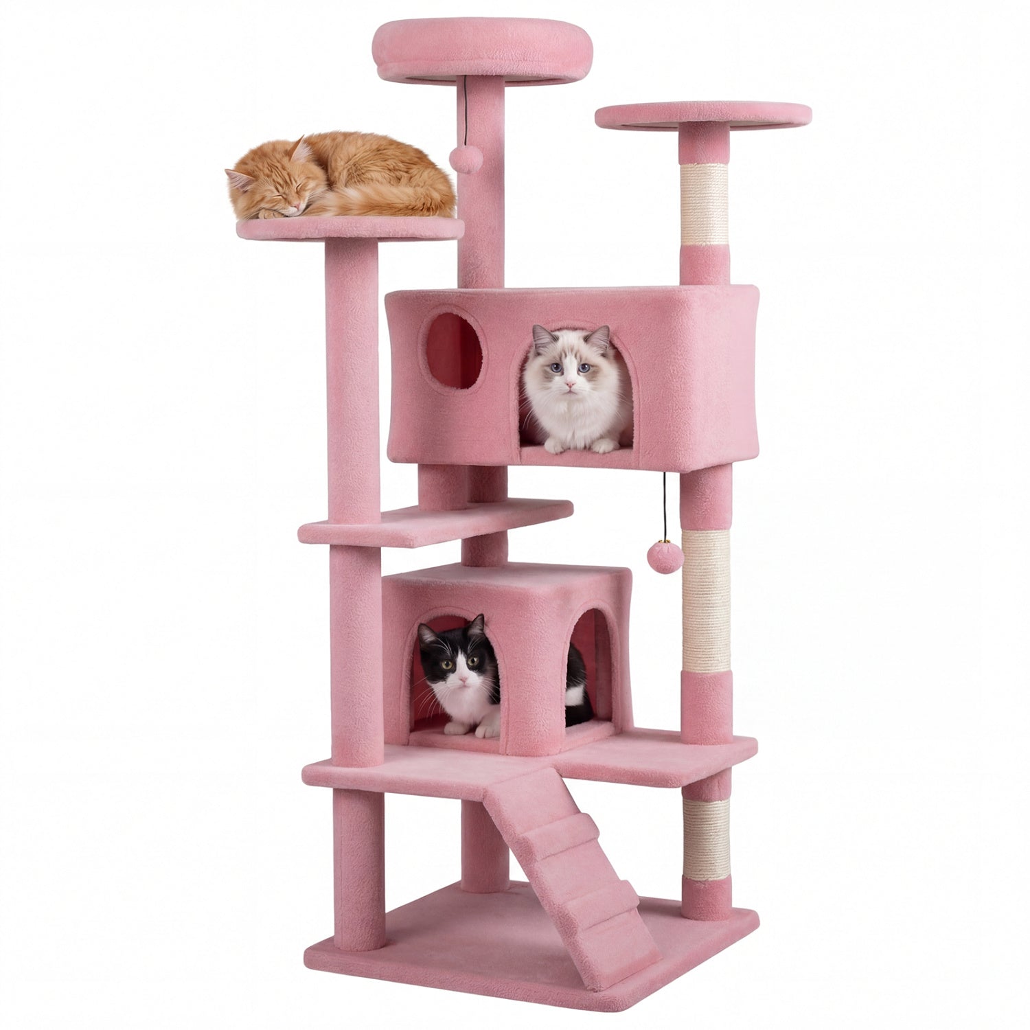 52 Inch Cat Tree Tower For Indoor Cats, Pink Cat Trees Condos & Scratchers Pink at Gallery Canada